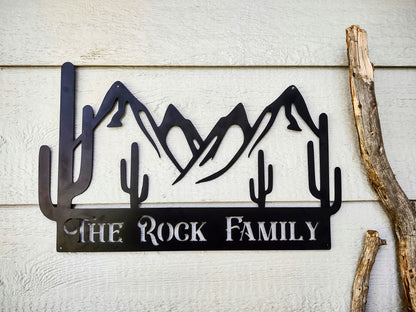 Mountain Saguaro Steel Sign